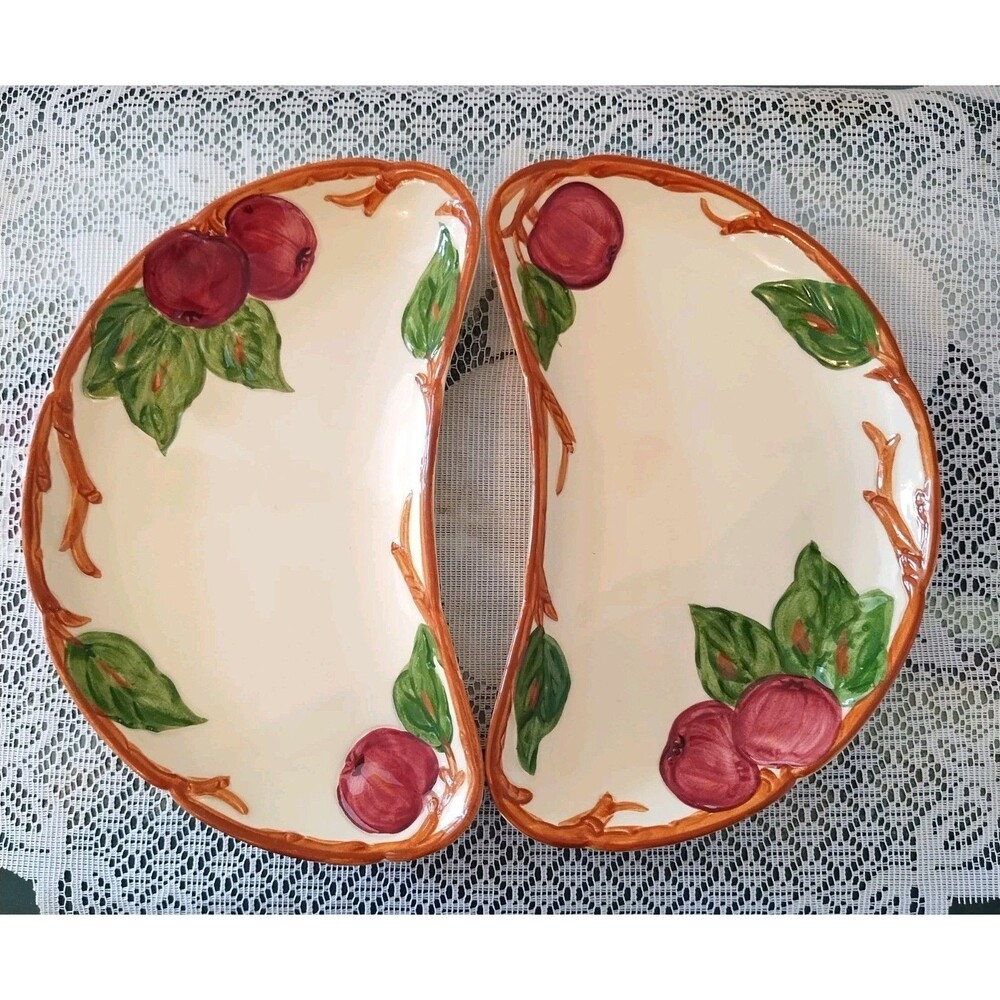 Vintage Franciscan Apple Dinnerware 2 Crescent Salad Plates Gladding McBean